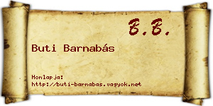 Buti Barnabás névjegykártya